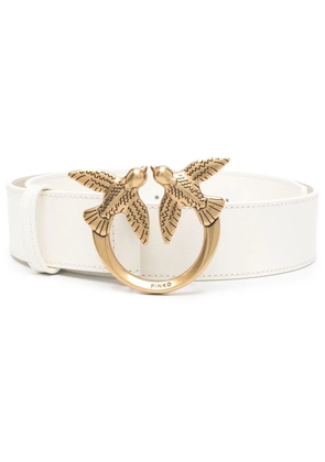 PINKO love bird leather belt - White