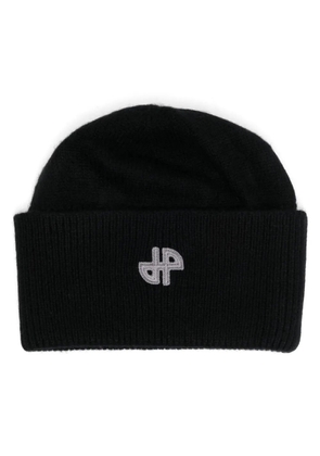 Patou logo-patch merino-cashmere beanie - Black