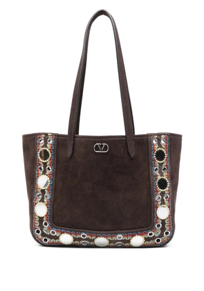 Valentino Garavani Nellcôte suede shoulder bag - Brown