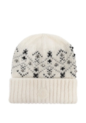 Moncler crystal-embroidered beanie - Neutrals
