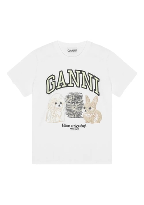 GANNI logo-print T-shirt - White