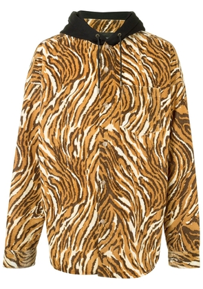 Mastermind World tiger-print button-up hoodie - Brown