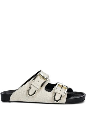 IRO Billie double-buckle slides - Neutrals
