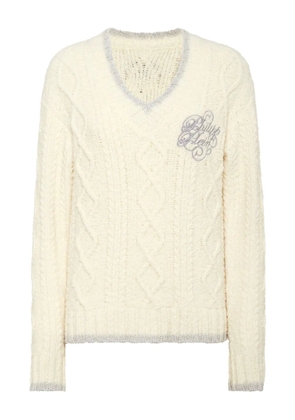 Philipp Plein logo-embroidered jumper - White