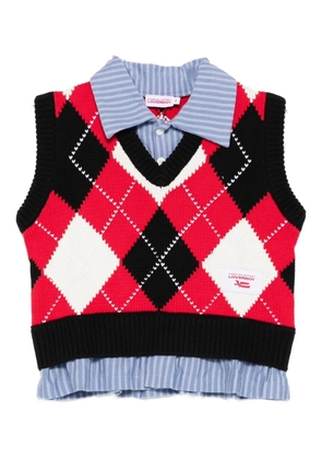 Charles Jeffrey Loverboy geometric-pattern cotton vest - Red