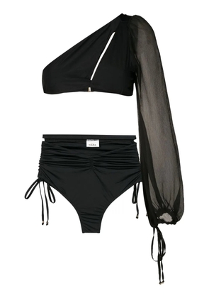 Amir Slama one-shoulder long-sleeve bikini set - Black