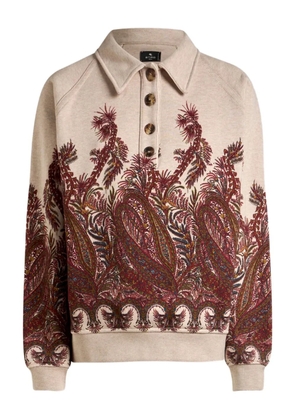 ETRO paisley-print polo-neck sweatshirt - Neutrals