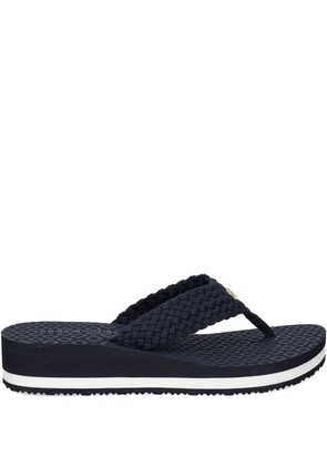 Tommy Hilfiger TH-monogram crochet-wedge flip-flops - Blue