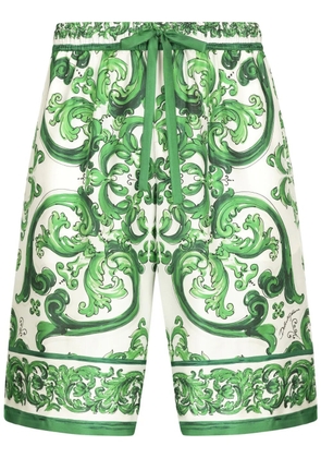 Dolce & Gabbana Majolica-print silk shorts - Green