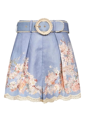 ZIMMERMANN floral-print belted shorts - Blue