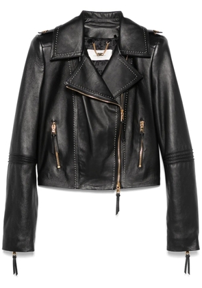 Elisabetta Franchi contrasting-stitching biker jacket - Black