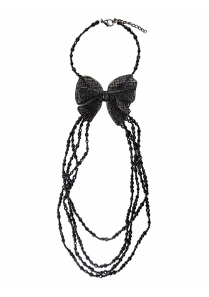 CHANEL Pre-Owned 2009 beaded bow-motif necklace - Black