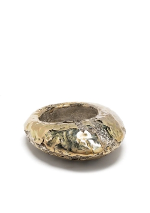 Parts of Four Tall mountain silver and yellow gold ring