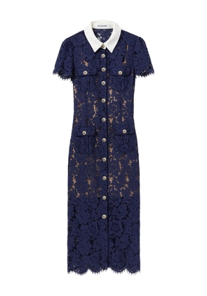Self-Portrait embroidered-lace dress - Blue