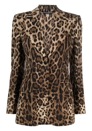Dolce & Gabbana leopard-print single-breasted blazer - Black