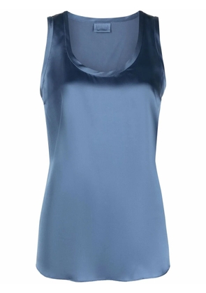 Brunello Cucinelli scoop-neck silk blouse - Blue