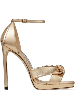 Jimmy Choo Rosie 120mm metallic-effect sandals - Gold