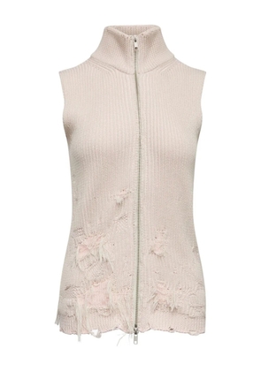MM6 Maison Margiela zip-up distressed knitted vest - Pink