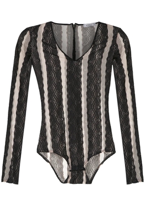 Amir Slama floral sheer panelled body - Black