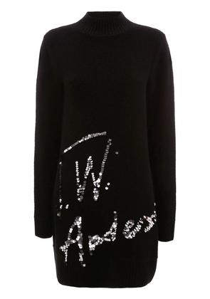 JW Anderson sequins-logo knitted minidress - Black