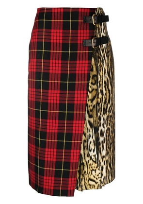 Roberto Cavalli mix-print midi skirt - Red