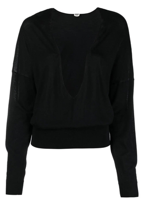 Saint Laurent plunging V-neck knit top - Black