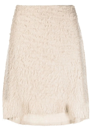 Helmut Lang Pre-Owned 2010s distressed-effect asymmetric skirt - Neutrals