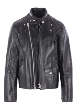 sacai snap-fastening leather jacket - Black