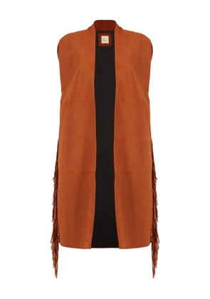 PAULA embroidered suede gilet - Brown