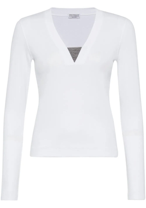 Brunello Cucinelli V-neck long-sleeve top - White