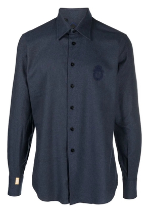 Billionaire embroidered-logo button-up shirt - Blue