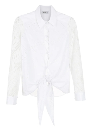Amir Slama broderie-anglais lace panelled shirt - White