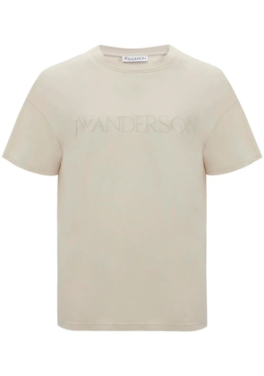 JW Anderson logo-embroidered cotton T-shirt - Neutrals