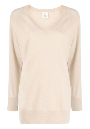 PAULA V-neck cashmere jumper - Neutrals