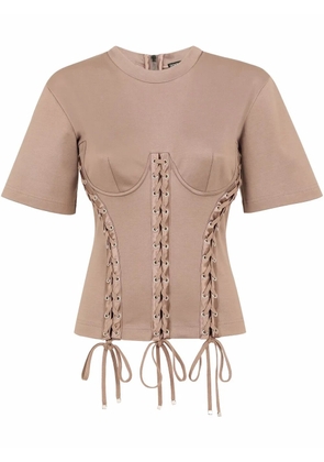 Dolce & Gabbana eyelet-detail corset T-shirt - Neutrals