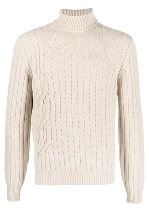 Corneliani cable-knit roll-neck jumper - Neutrals