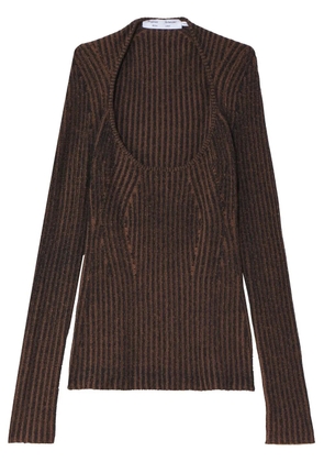 Proenza Schouler White Label plaited rib scoop neck jumper - Brown