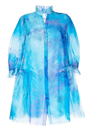 SHIATZY CHEN flowerful silk puff-sleeve jacket - Blue