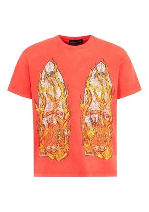 Who Decides War Rhinestone Flame Glass T-shirt - Orange