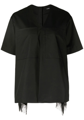 Goen.J lace-trimmed short-sleeve blouse - Black