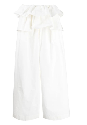Goen.J high-waisted ruffled trousers - White