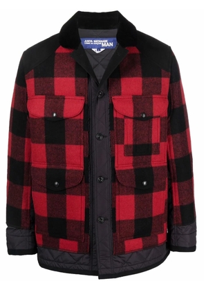 Junya Watanabe MAN checked press-stud shirt jacket - Red