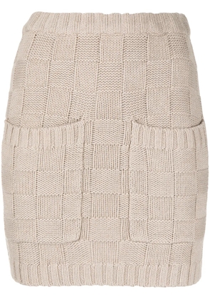 STAUD check-pattern knitted skirt - Brown