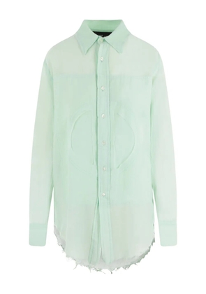 Edward Cuming frayed-edge button-down shirt - Green
