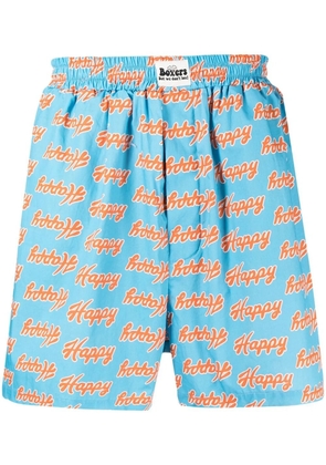 Natasha Zinko happy-print cotton shorts - Blue