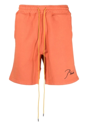 RHUDE embroidered-logo cotton track shorts - Orange
