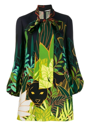 Valentino Garavani Panther in the Jungle bow collar dress - Black