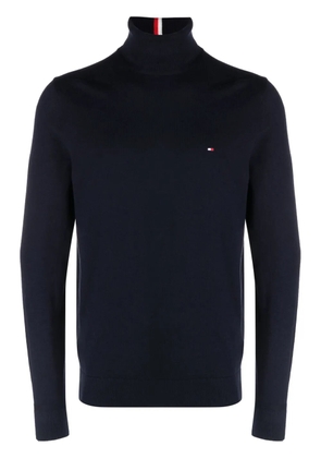 Tommy Hilfiger flag embroidered-logo roll neck jumper - Blue