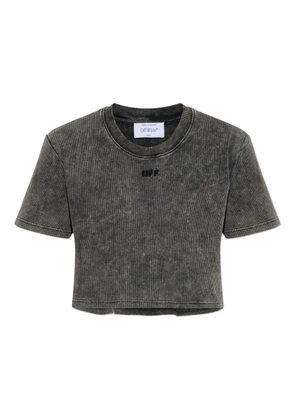 Off-White logo-embroidered ribbed T-shirt - Grey