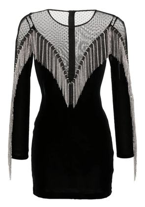 NISSA fringe-detail velvet mini dress - Black
